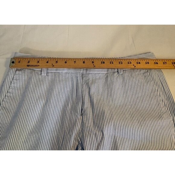 Lands End Mid Rise Blue & White Striped Straight Leg Cropped Pants Women's 8P - Picture 6 of 8